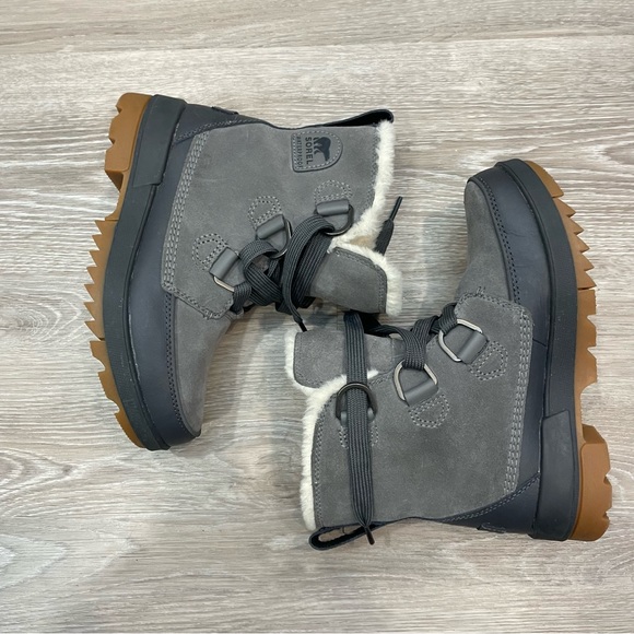 SOREL Tivoli Gray Winter Boots Waterproof Snow Faux Fur - Picture 2 of 9